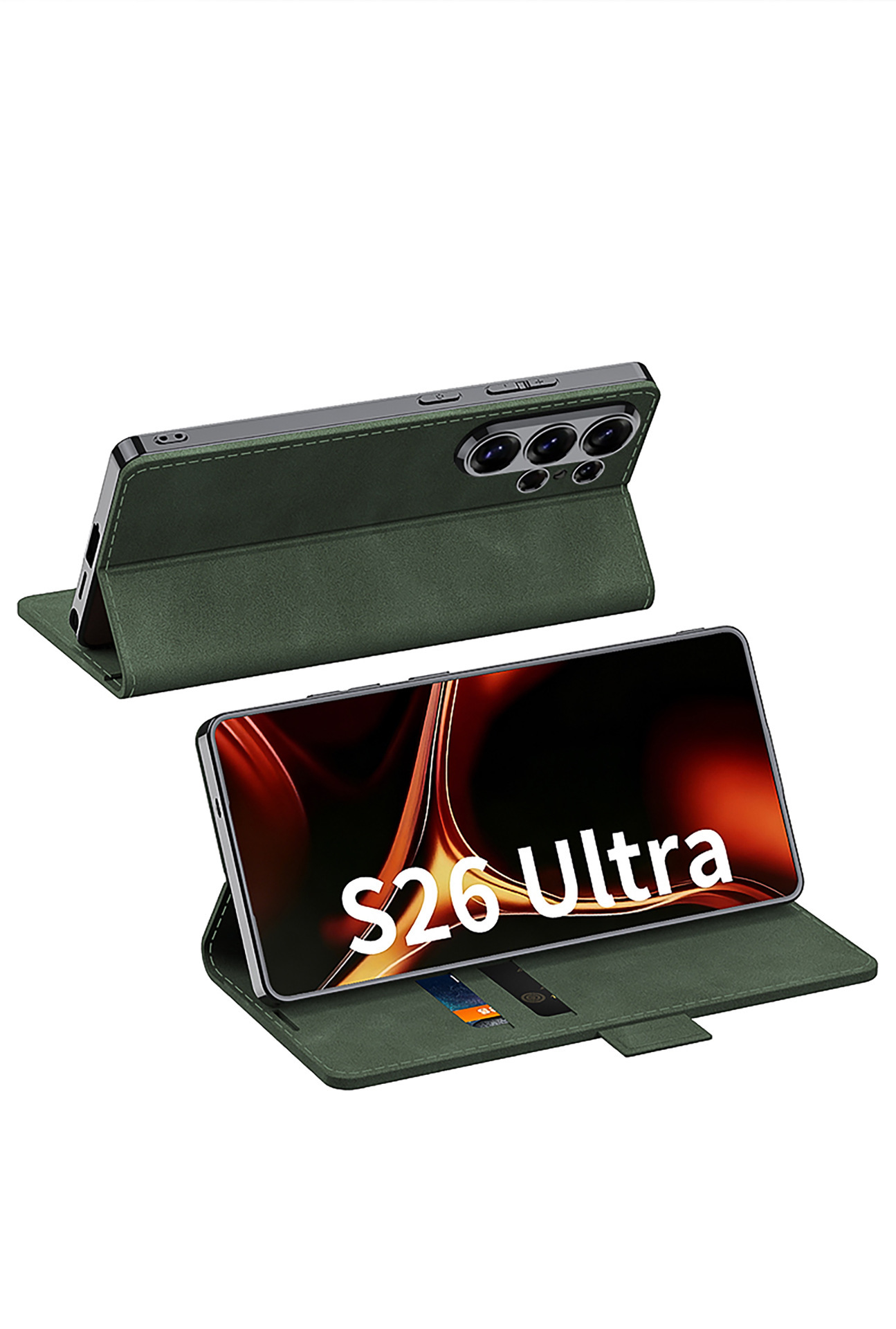 Compatible with Samsung S26 Ultra phone case, S25U electroplated flip case with SIM card slot, frosted leather, drop-proof protective case