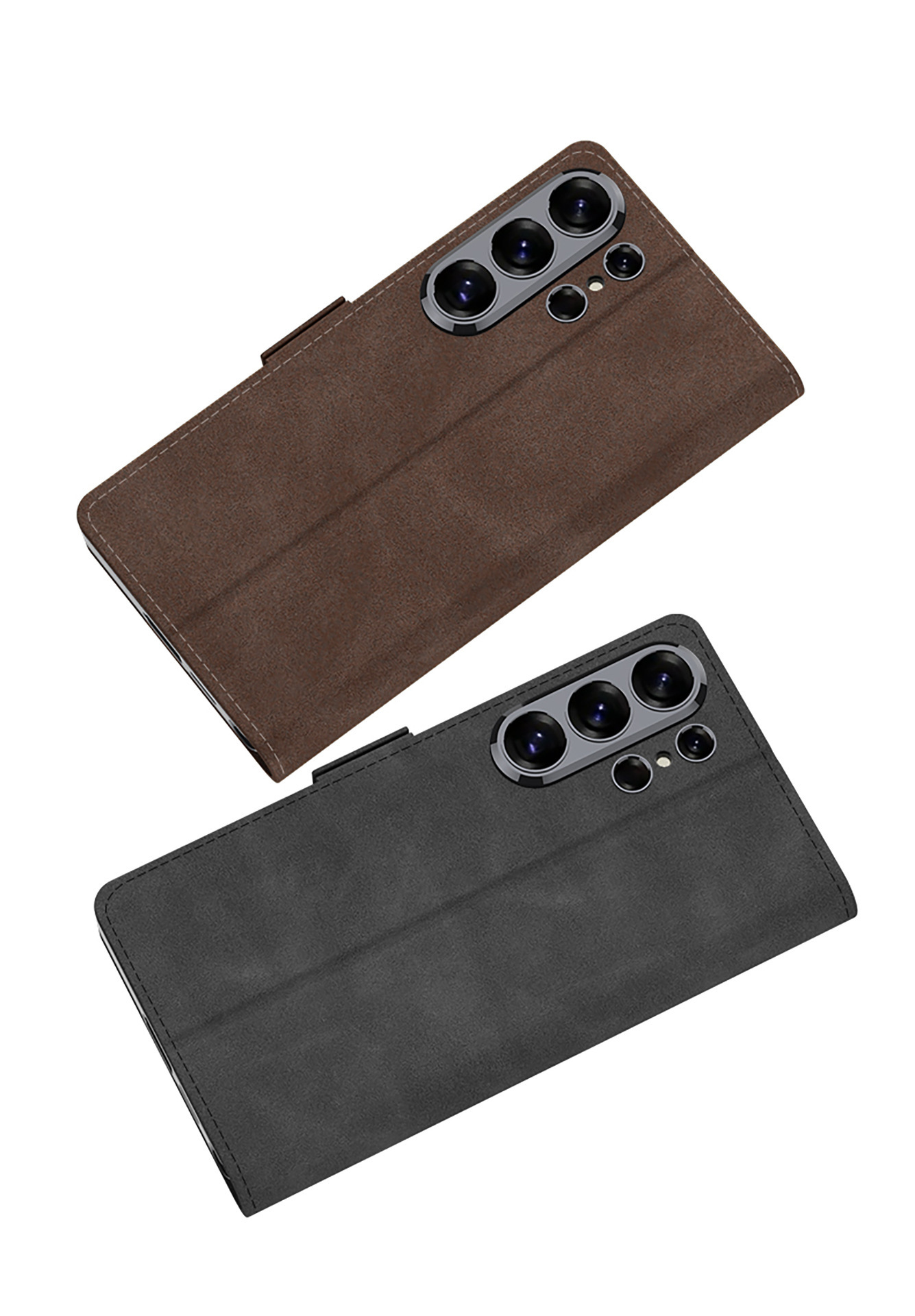 Compatible with Samsung S26 Ultra phone case, S25U electroplated flip case with SIM card slot, frosted leather, drop-proof protective case