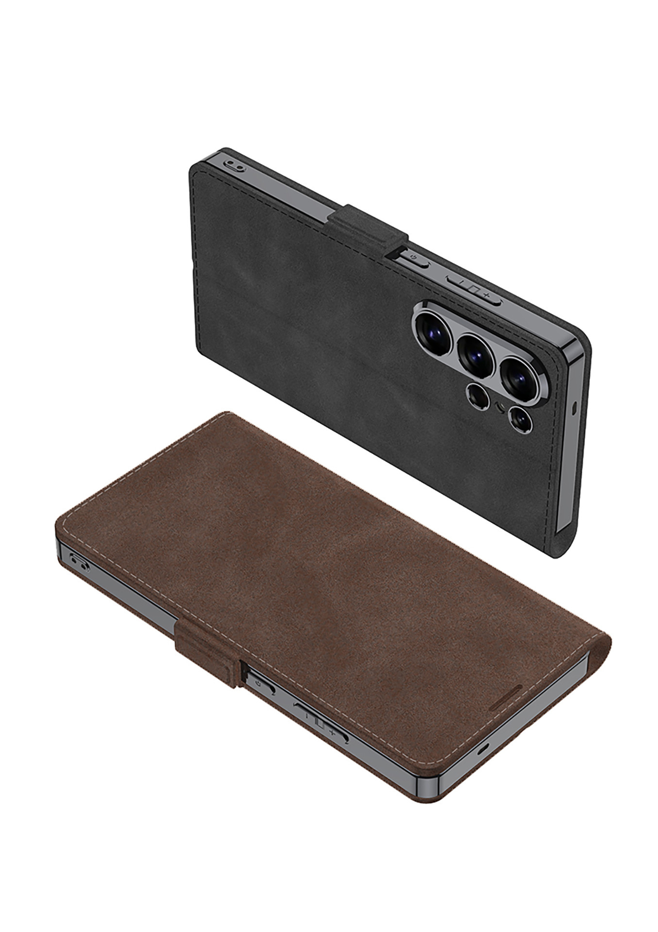 Compatible with Samsung S26 Ultra phone case, S25U electroplated flip case with SIM card slot, frosted leather, drop-proof protective case