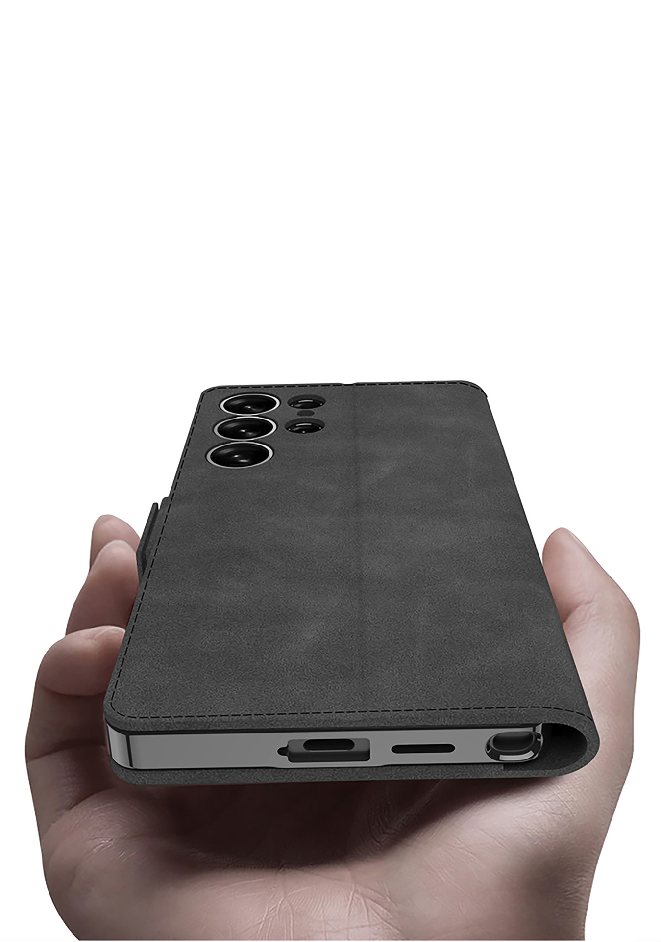 Compatible with Samsung S26 Ultra phone case, S25U electroplated flip case with SIM card slot, frosted leather, drop-proof protective case