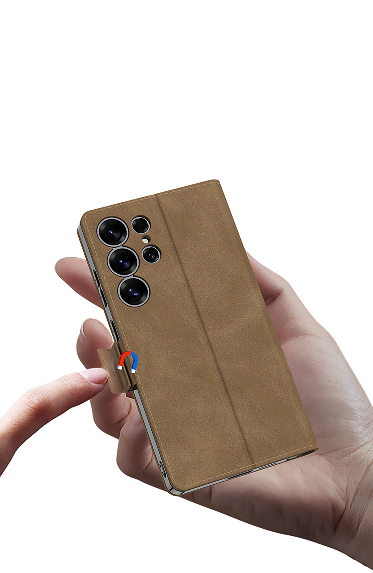 Compatible with Samsung S26 Ultra phone case, S25U electroplated flip case with SIM card slot, frosted leather, drop-proof protective case