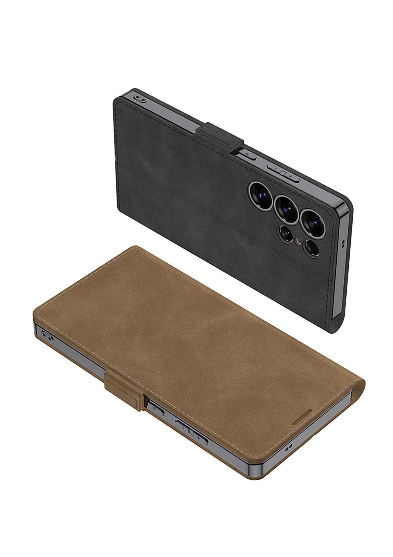 Compatible with Samsung S26 Ultra phone case, S25U electroplated flip case with SIM card slot, frosted leather, drop-proof protective case