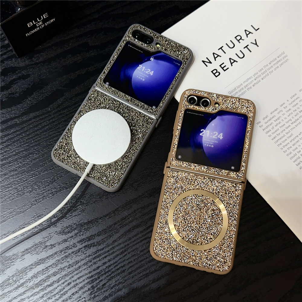 Compatible with Samsung Z Fold7/6/5 phone case, Flip7/6/5/4/3 foldable screen diamond magnetic charging protective case