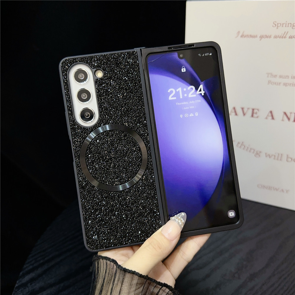 Compatible with Samsung Z Fold7/6/5 phone case, Flip7/6/5/4/3 foldable screen diamond magnetic charging protective case