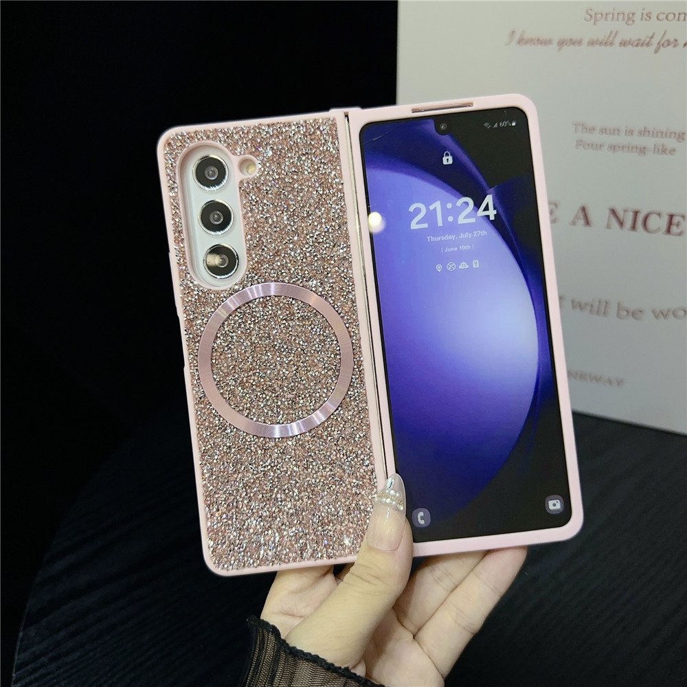 Compatible with Samsung Z Fold7/6/5 phone case, Flip7/6/5/4/3 foldable screen diamond magnetic charging protective case