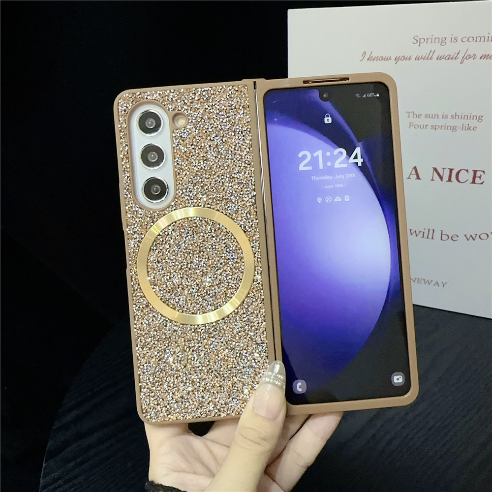 Compatible with Samsung Z Fold7/6/5 phone case, Flip7/6/5/4/3 foldable screen diamond magnetic charging protective case