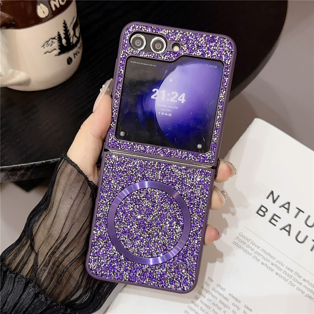Compatible with Samsung Z Fold7/6/5 phone case, Flip7/6/5/4/3 foldable screen diamond magnetic charging protective case