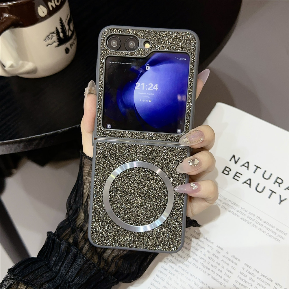 Compatible with Samsung Z Fold7/6/5 phone case, Flip7/6/5/4/3 foldable screen diamond magnetic charging protective case
