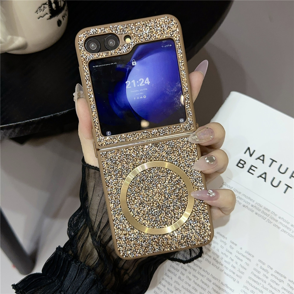 Compatible with Samsung Z Fold7/6/5 phone case, Flip7/6/5/4/3 foldable screen diamond magnetic charging protective case