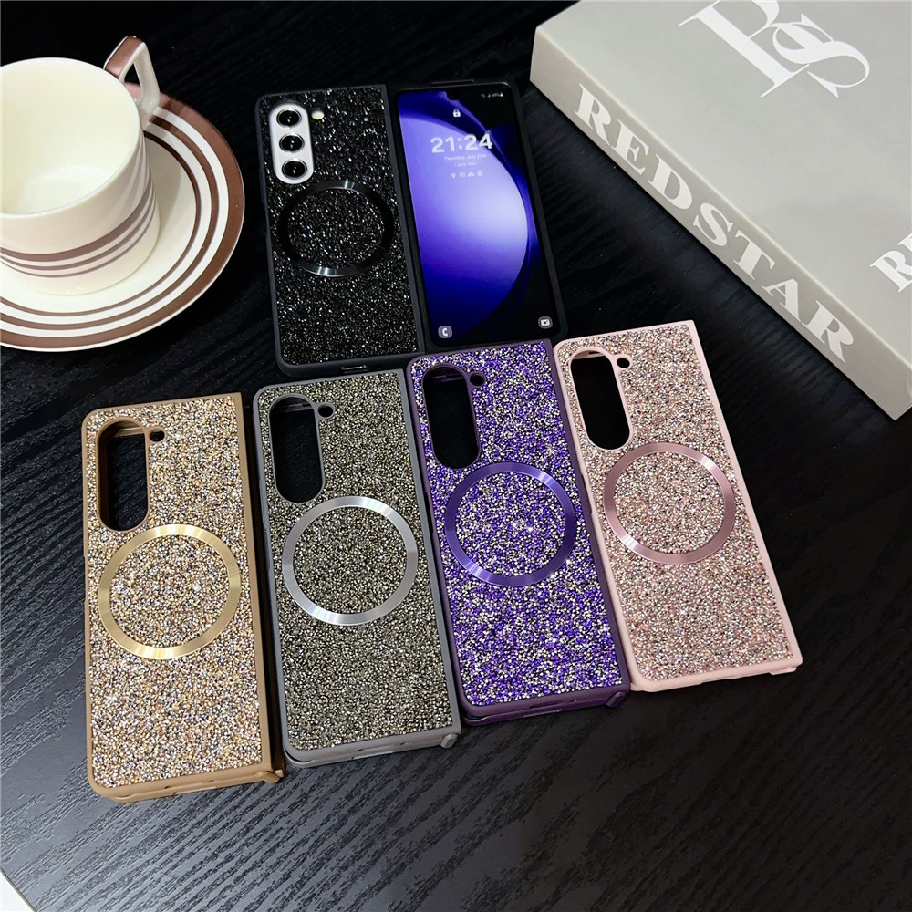 Compatible with Samsung Z Fold7/6/5 phone case, Flip7/6/5/4/3 foldable screen diamond magnetic charging protective case