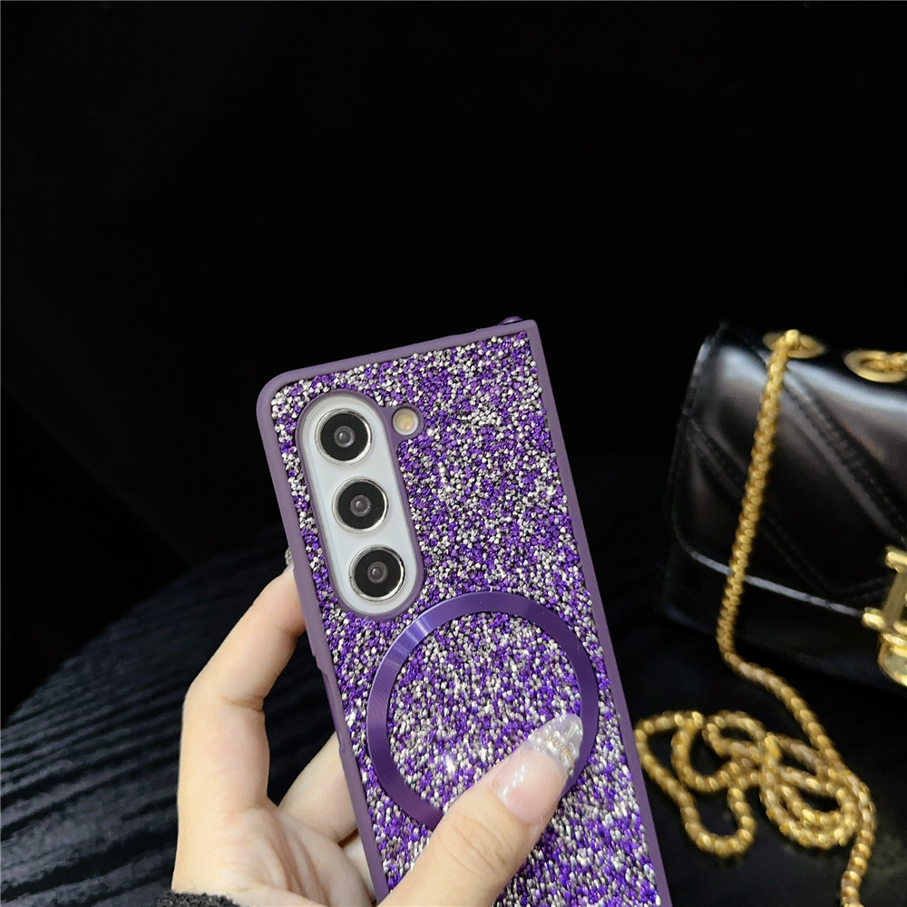 Compatible with Samsung Z Fold7/6/5 phone case, Flip7/6/5/4/3 foldable screen diamond magnetic charging protective case