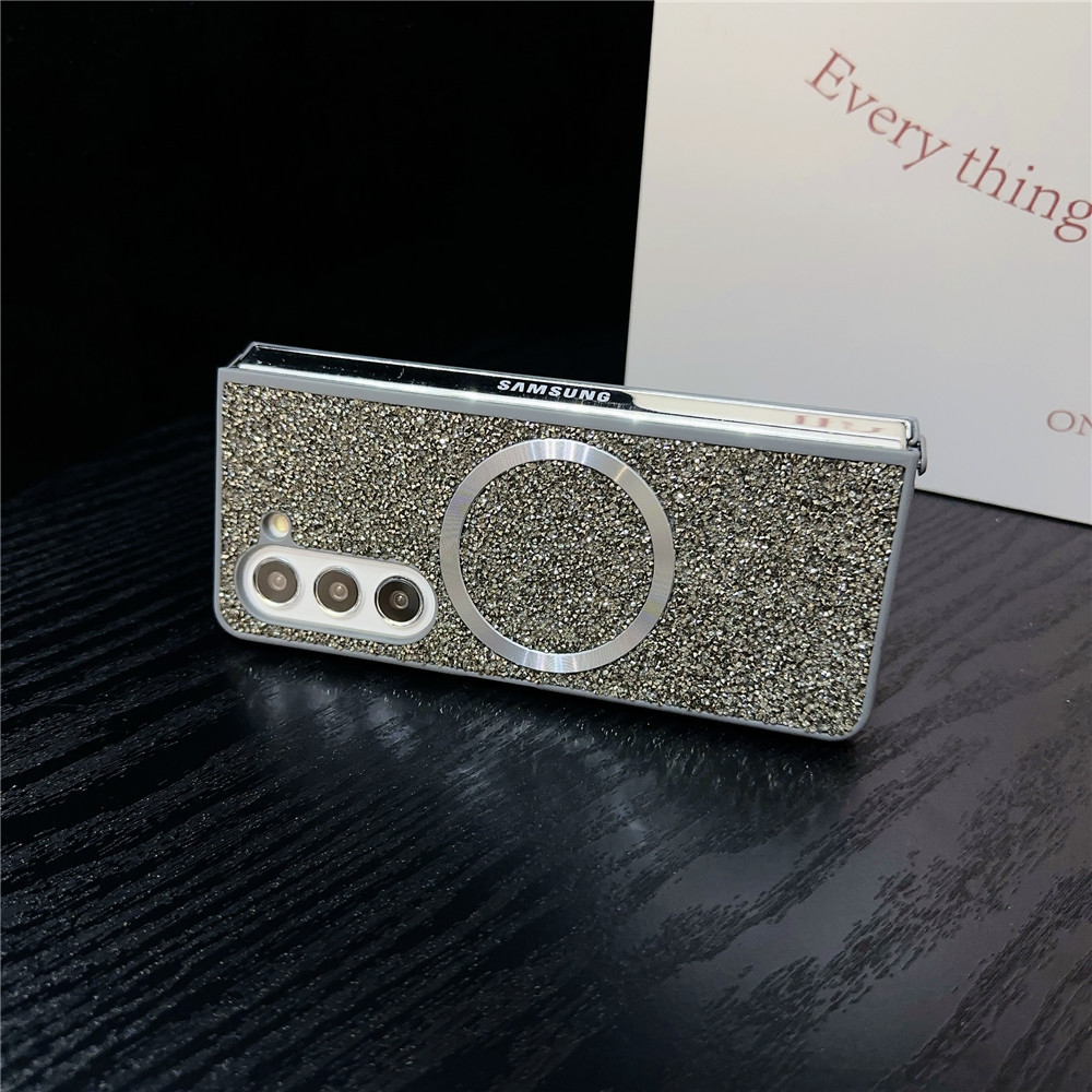 Compatible with Samsung Z Fold7/6/5 phone case, Flip7/6/5/4/3 foldable screen diamond magnetic charging protective case
