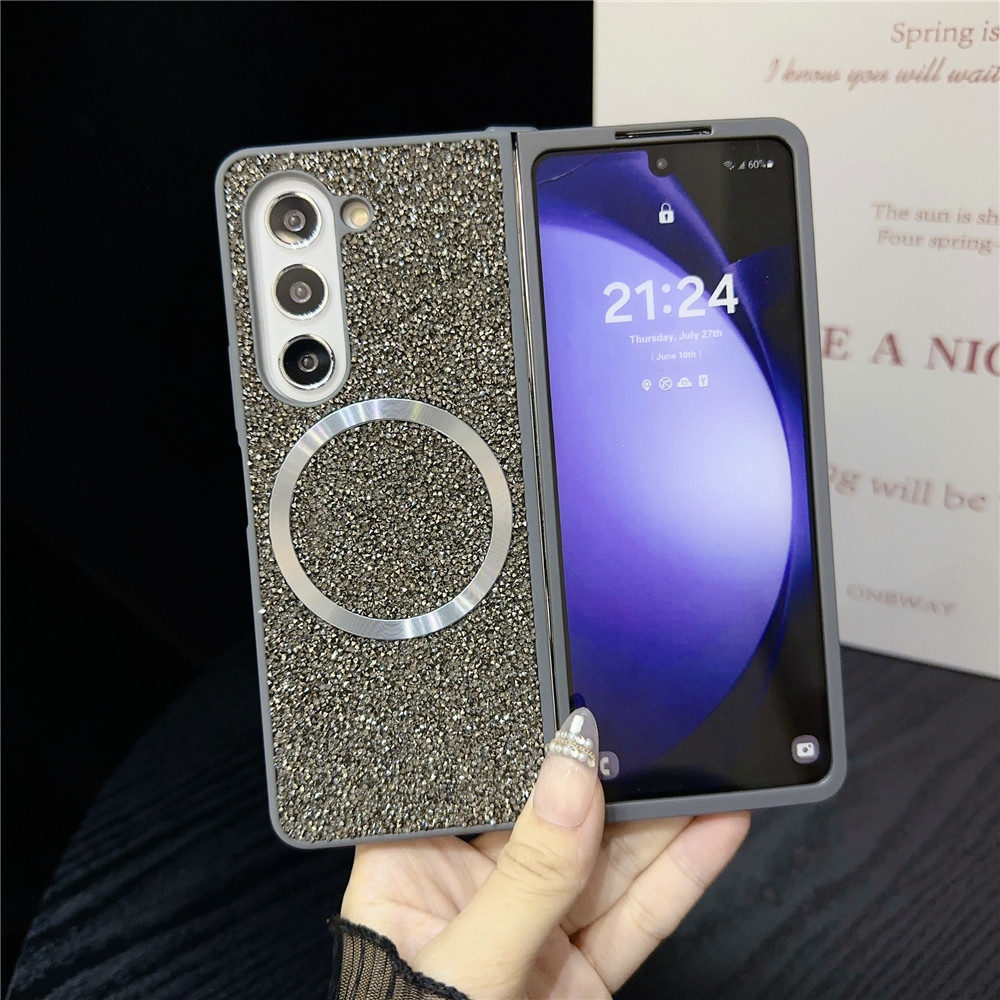 Compatible with Samsung Z Fold7/6/5 phone case, Flip7/6/5/4/3 foldable screen diamond magnetic charging protective case