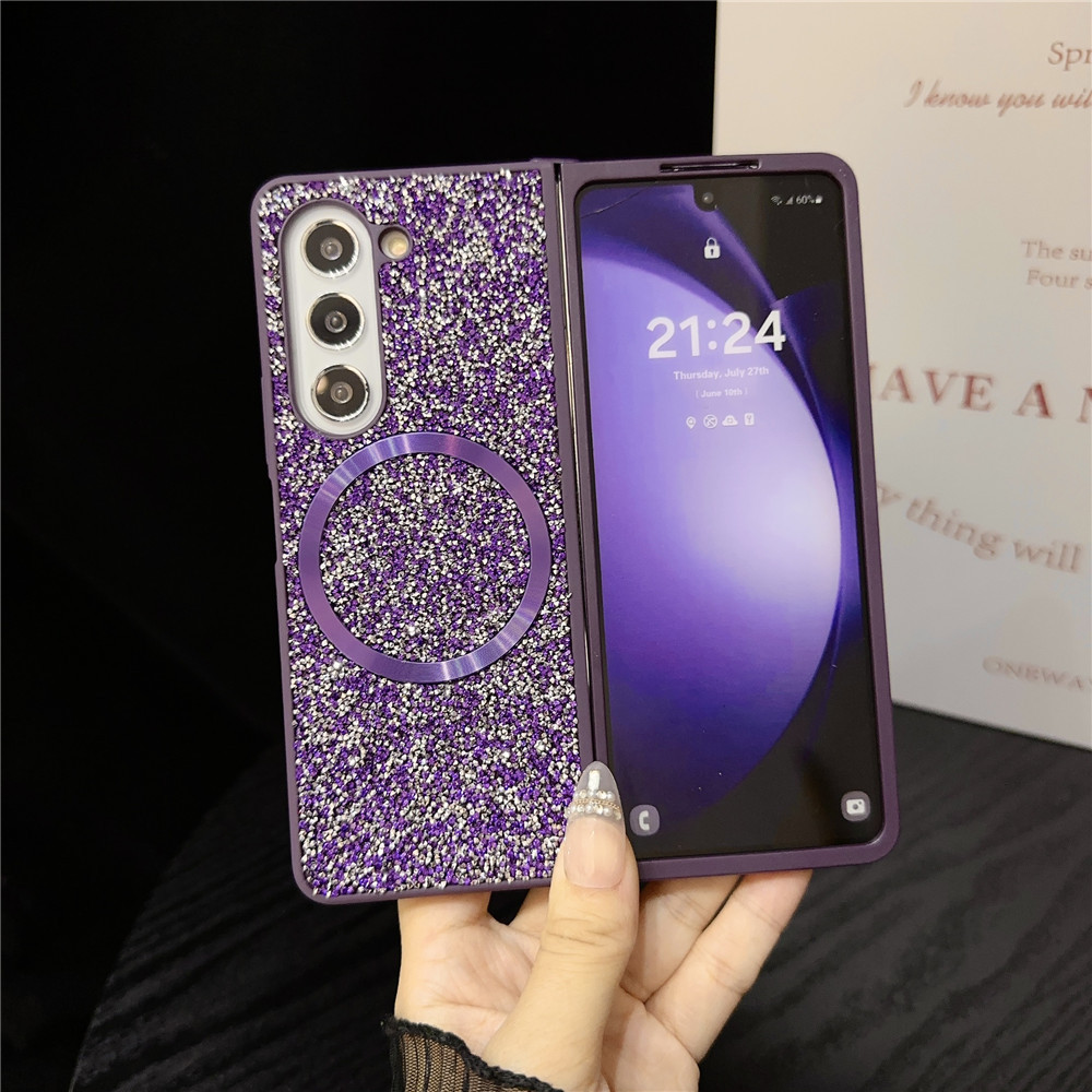 Compatible with Samsung Z Fold7/6/5 phone case, Flip7/6/5/4/3 foldable screen diamond magnetic charging protective case