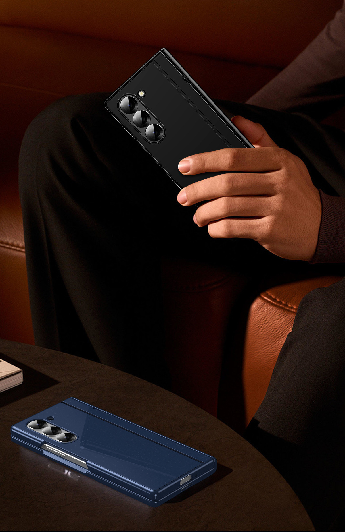 Compatible with Samsung Z Fold7/6/5 phone case, 4/3 folding stand, painted hinge case, full-coverage protective case.