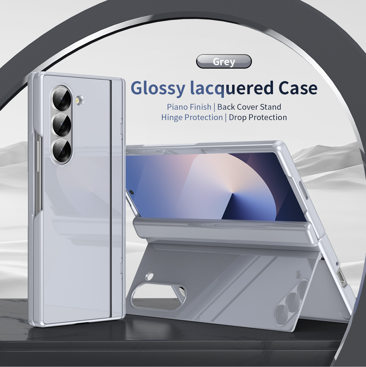 Compatible with Samsung Z Fold7/6/5 phone case, 4/3 folding stand, painted hinge case, full-coverage protective case.