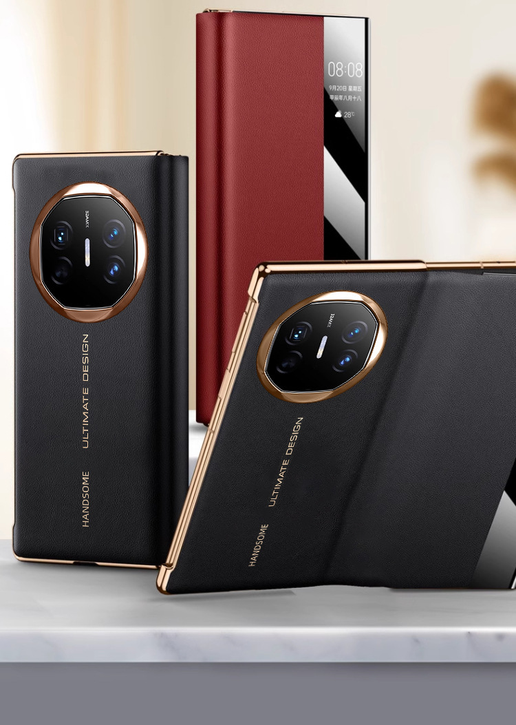 Compatible with Huawei Mate X7 phone case, smart window leather case, X6 business flip foldable screen full-coverage protective case