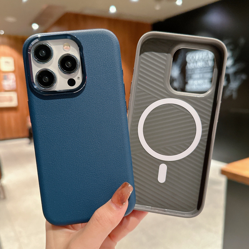 Compatible with Apple 16 Pro Max phone case, 15/14 Plus built-in magnetic leather case, 13 Pro shockproof protective case, 12
