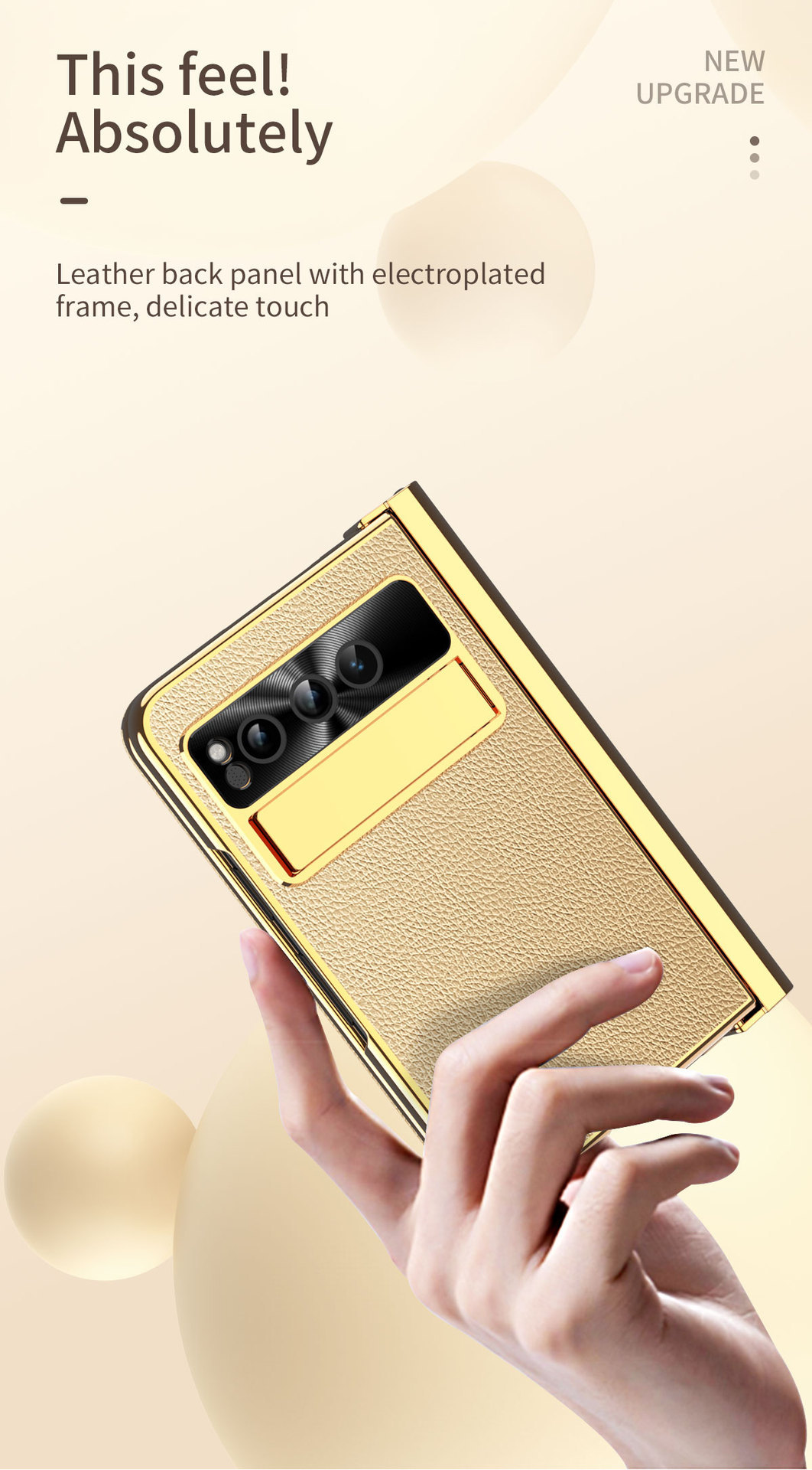 Compatible Google Pixel Fold phone case, vegan leather, electroplated stand, dual hinge, includes pen, screen protector, full-coverage protective case