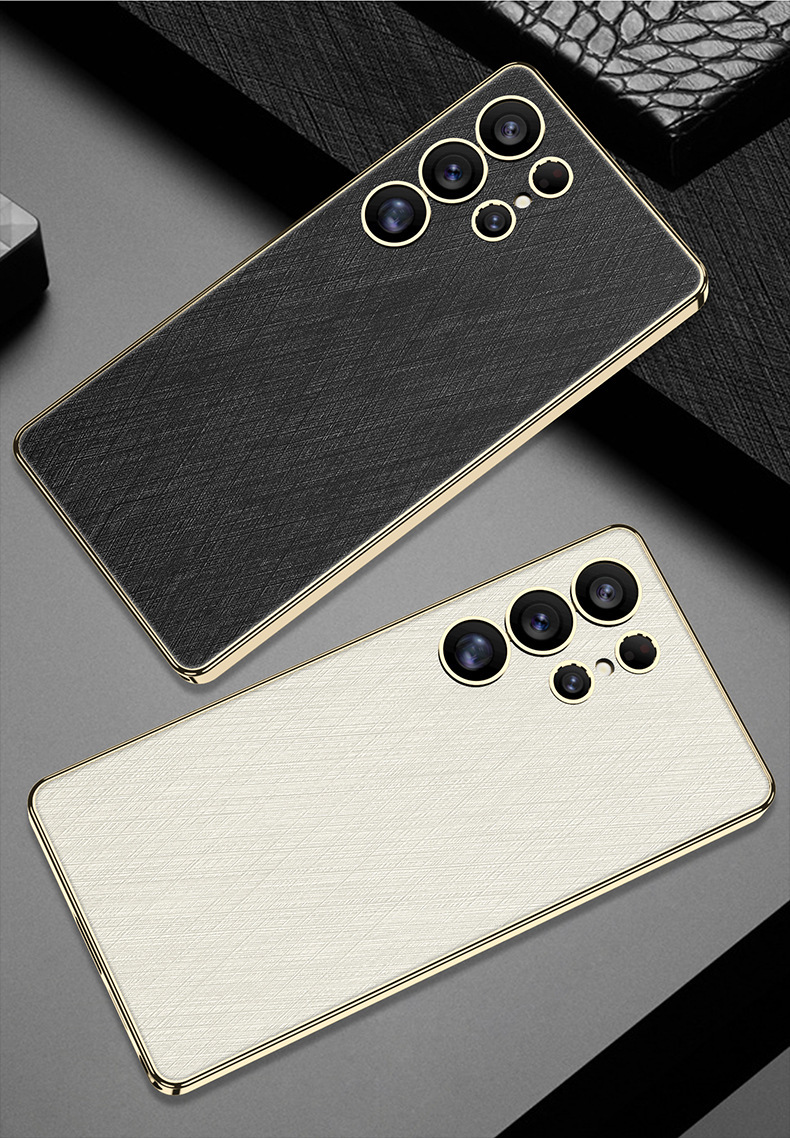 Compatible with Samsung S26 Ultra phone case, gold and silver brocade S25/24U electroplated vegan leather ultra-thin shockproof protective case