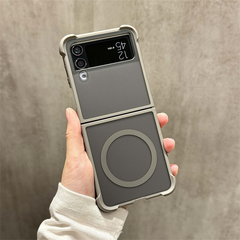 Compatible with Samsung Z Flip 7/6 phone case, 5/4 magnetic rotating ring holder, frosted airbag drop-proof protective case.