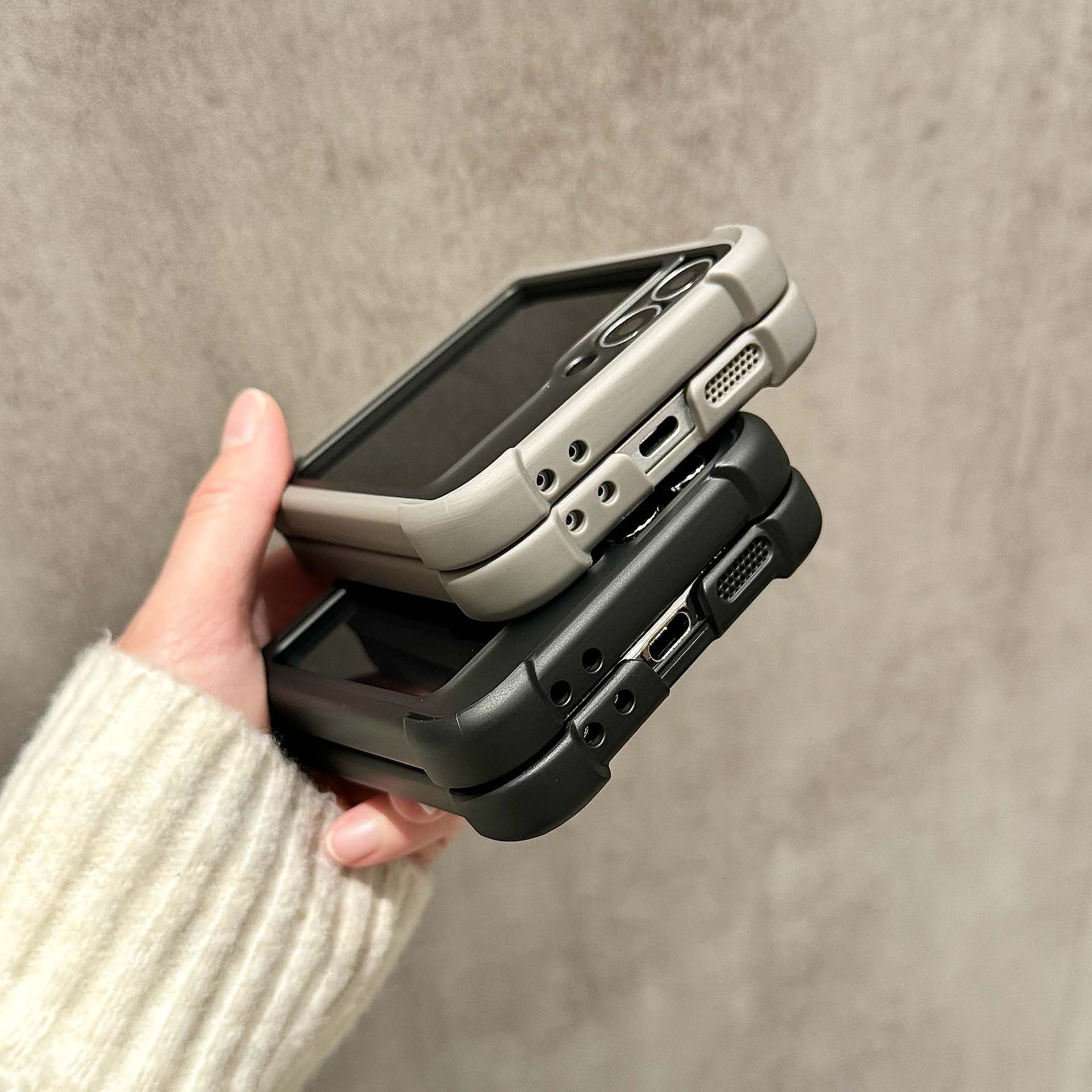 Compatible with Samsung Z Flip 7/6 phone case, 5/4 magnetic rotating ring holder, frosted airbag drop-proof protective case.
