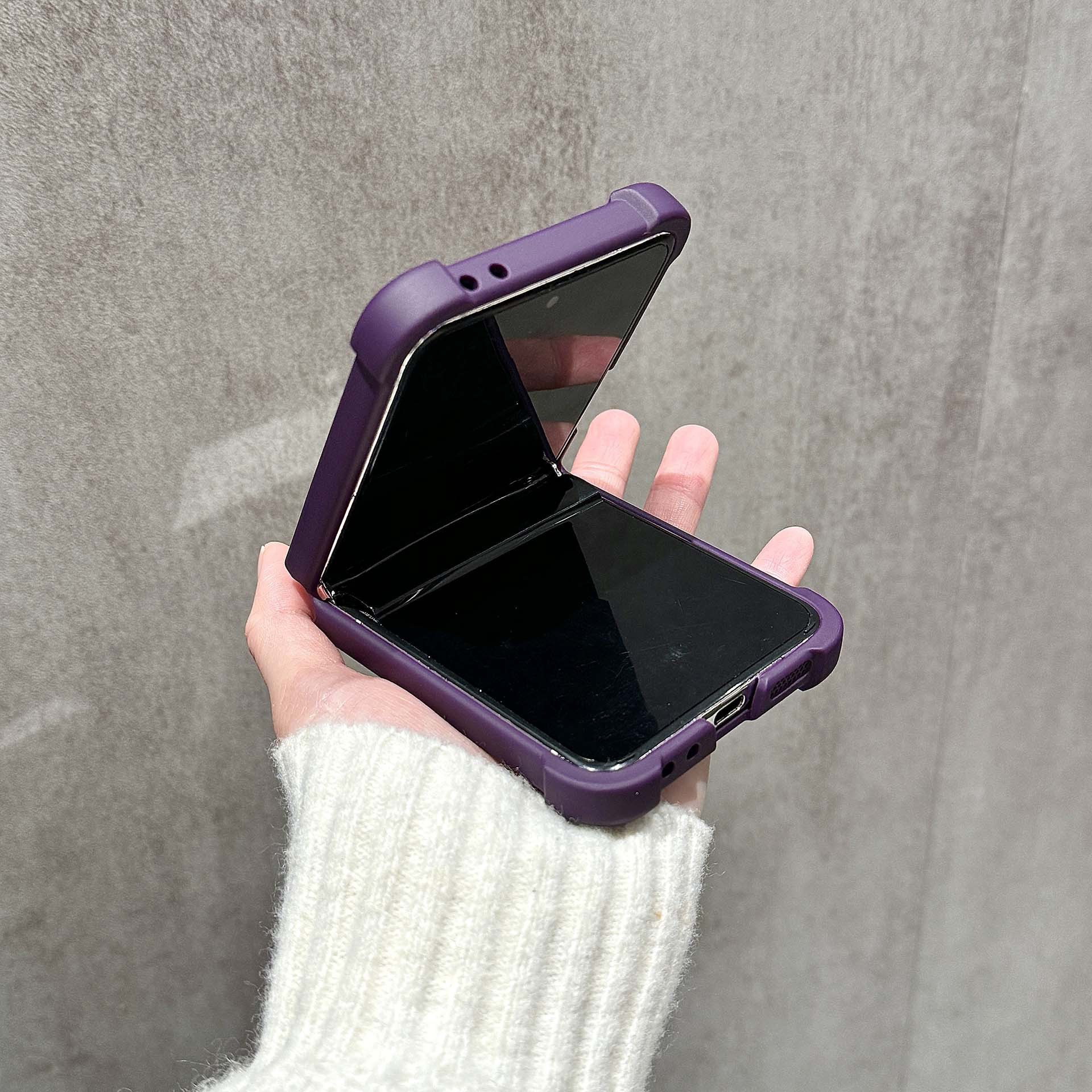Compatible with Samsung Z Flip 7/6 phone case, 5/4 magnetic rotating ring holder, frosted airbag drop-proof protective case.