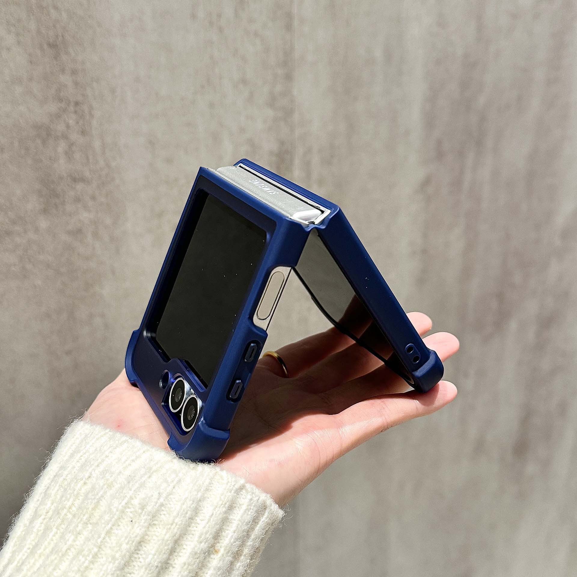 Compatible with Samsung Z Flip 7/6 phone case, 5/4 magnetic rotating ring holder, frosted airbag drop-proof protective case.