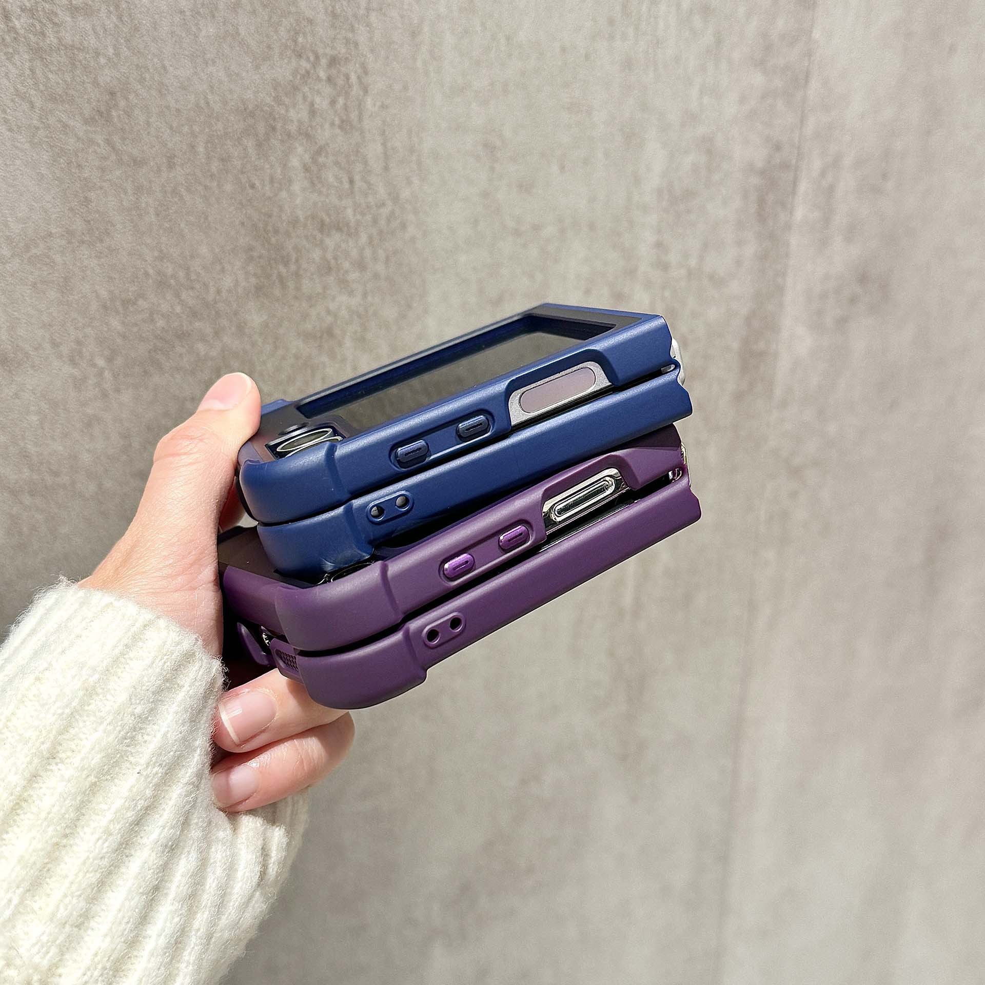 Compatible with Samsung Z Flip 7/6 phone case, 5/4 magnetic rotating ring holder, frosted airbag drop-proof protective case.