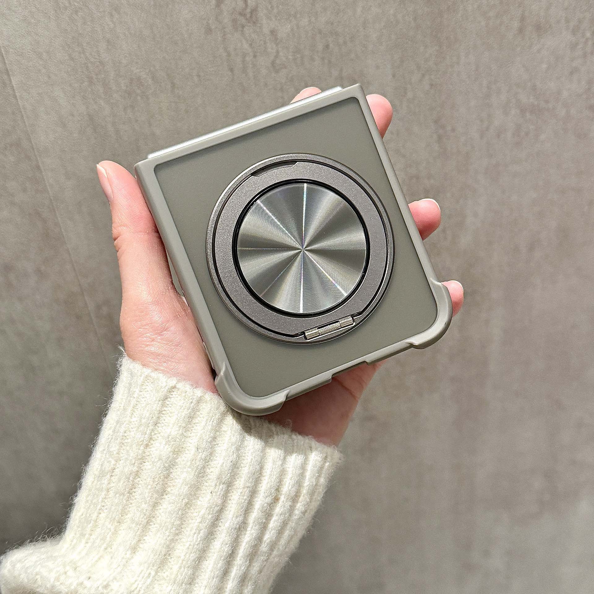 Compatible with Samsung Z Flip 7/6 phone case, 5/4 magnetic rotating ring holder, frosted airbag drop-proof protective case.