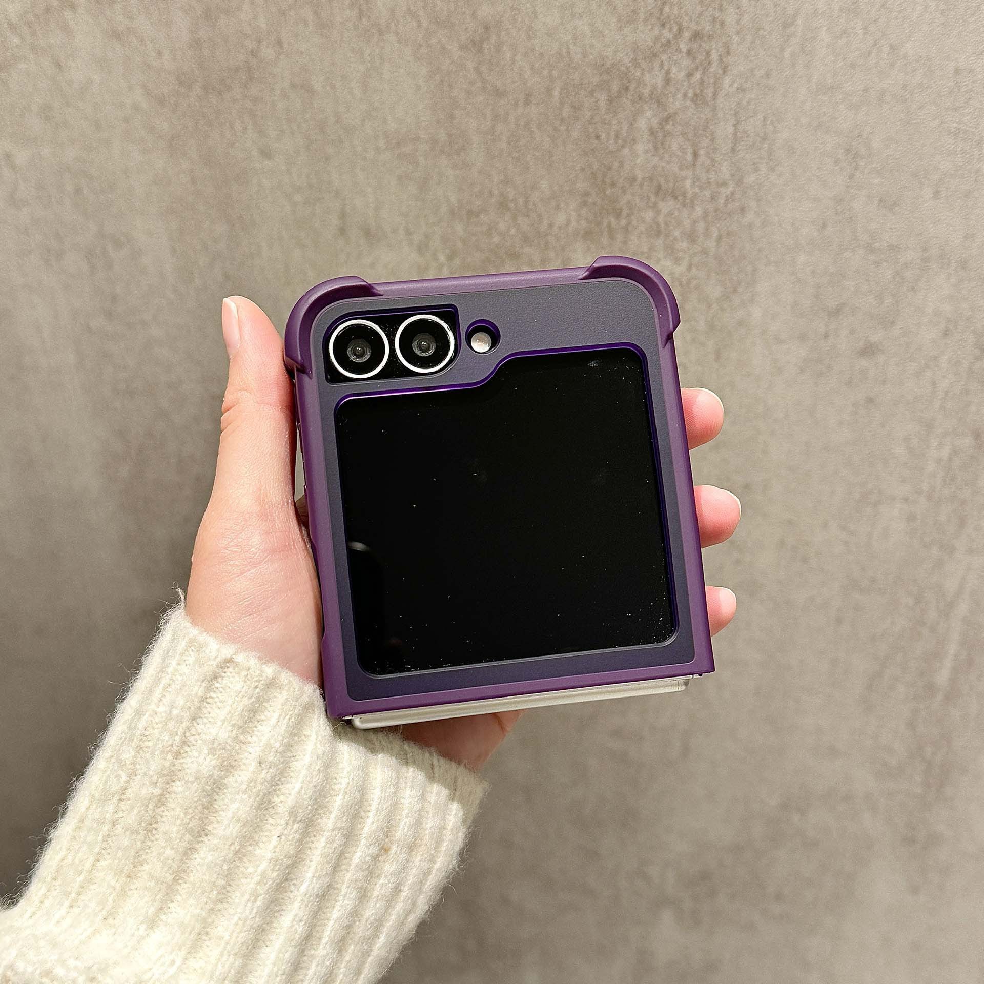 Compatible with Samsung Z Flip 7/6 phone case, 5/4 magnetic rotating ring holder, frosted airbag drop-proof protective case.
