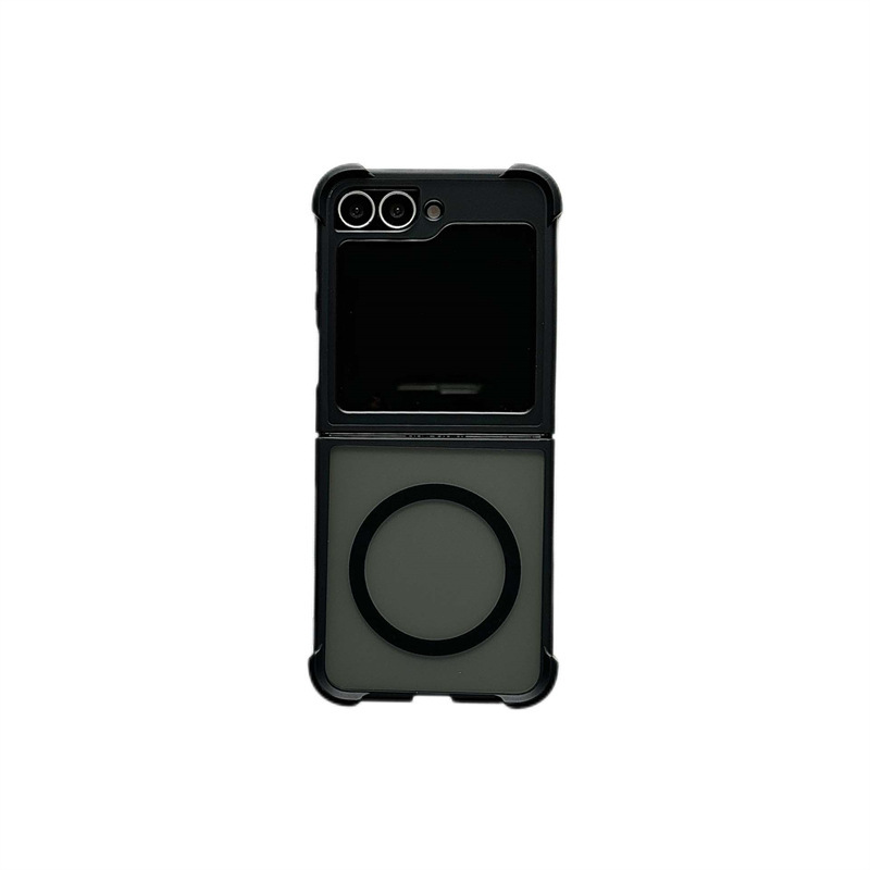 Compatible with Samsung Z Flip 7/6 phone case, 5/4 magnetic rotating ring holder, frosted airbag drop-proof protective case.