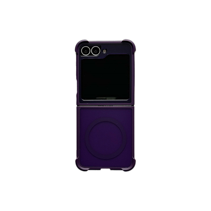 Compatible with Samsung Z Flip 7/6 phone case, 5/4 magnetic rotating ring holder, frosted airbag drop-proof protective case.