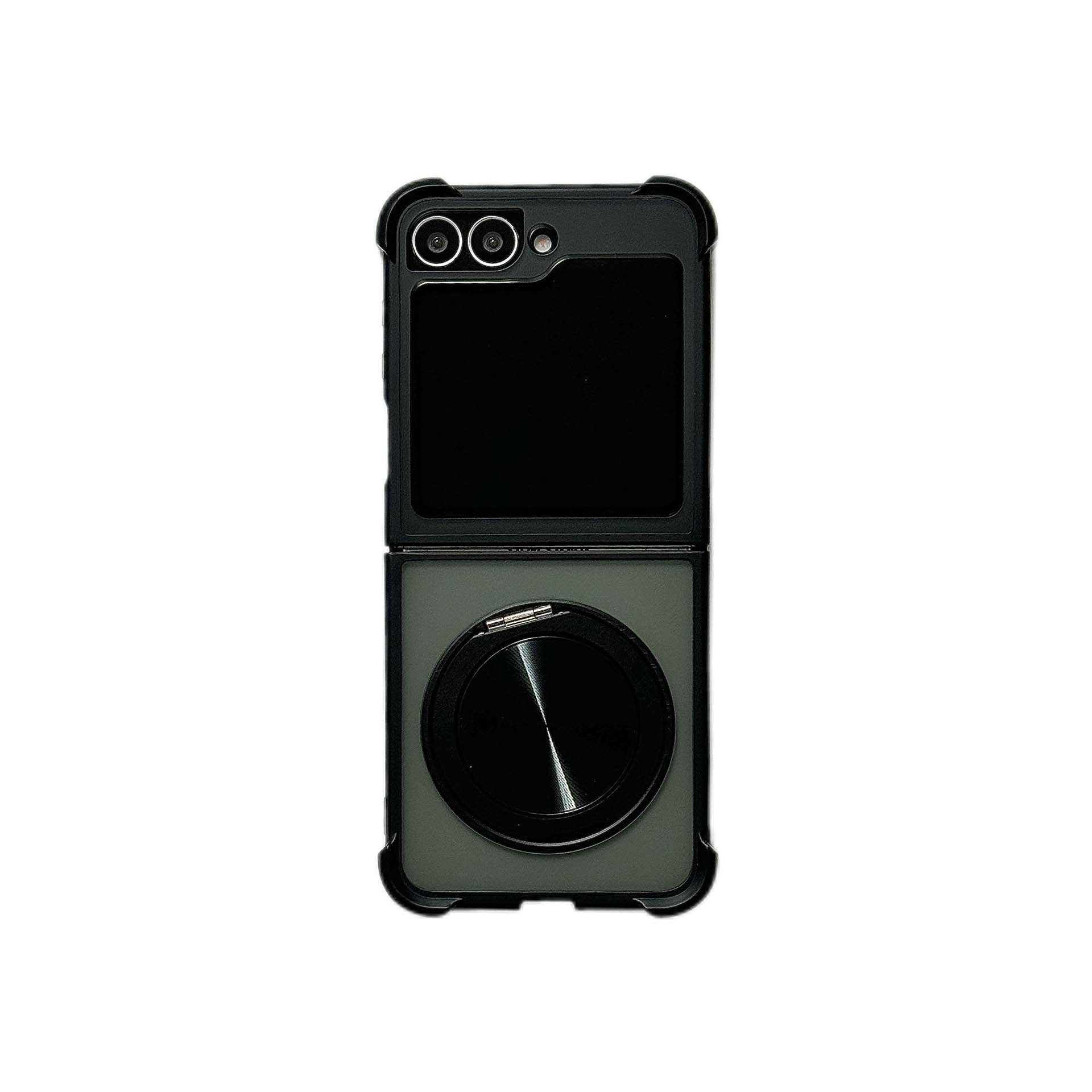 Compatible with Samsung Z Flip 7/6 phone case, 5/4 magnetic rotating ring holder, frosted airbag drop-proof protective case.