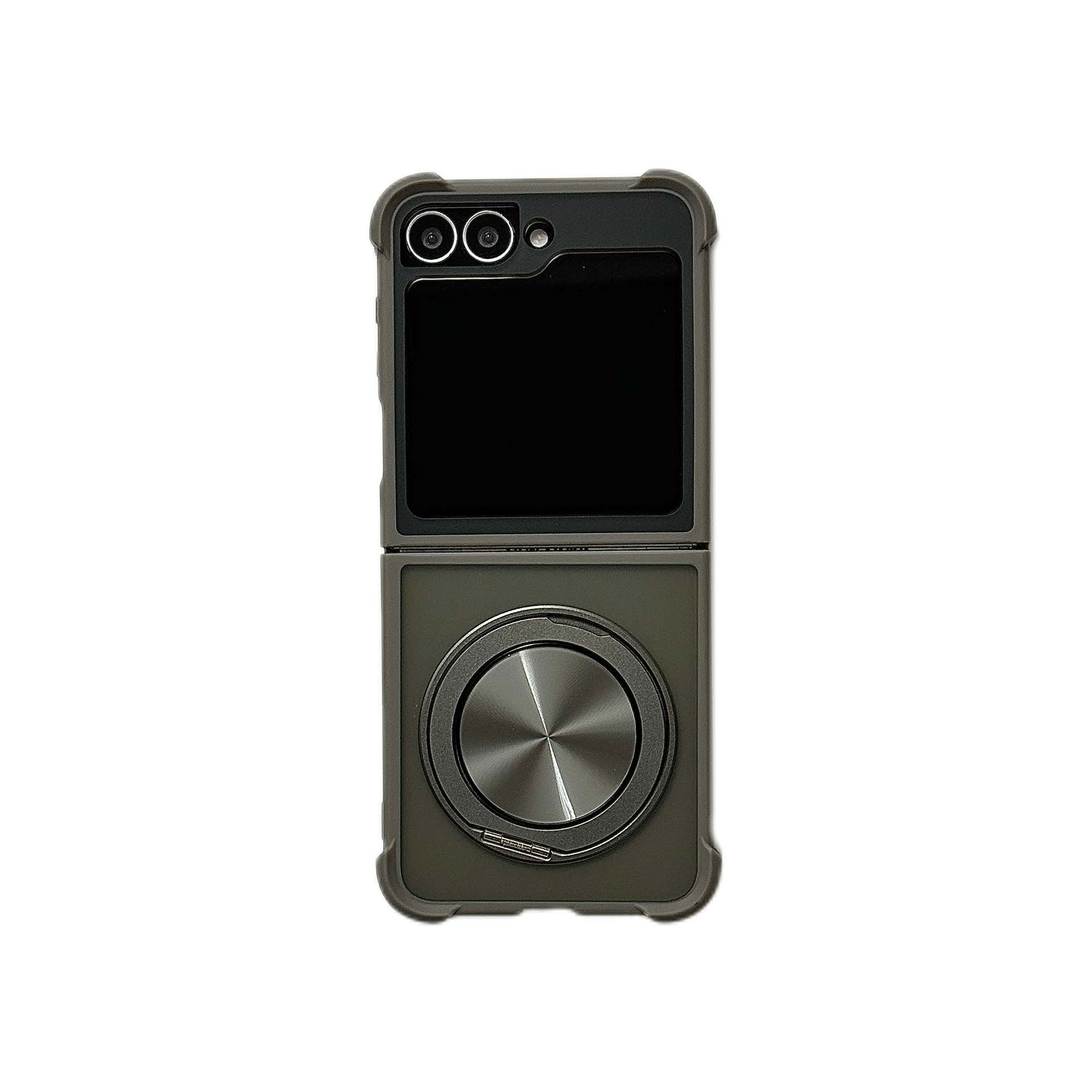 Compatible with Samsung Z Flip 7/6 phone case, 5/4 magnetic rotating ring holder, frosted airbag drop-proof protective case.