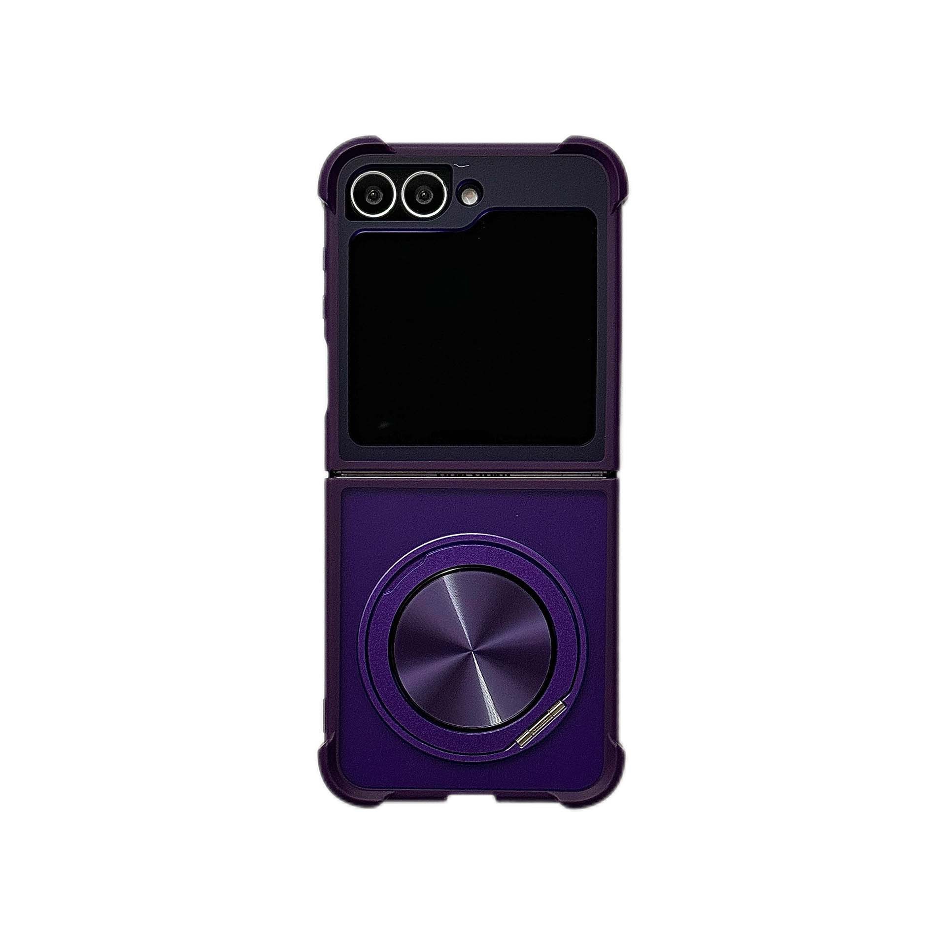 Compatible with Samsung Z Flip 7/6 phone case, 5/4 magnetic rotating ring holder, frosted airbag drop-proof protective case.
