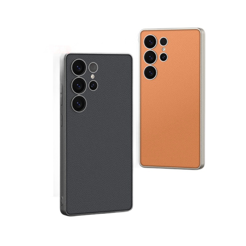 Compatible with Samsung S26 Ultra phone case, 25 Ultra metallic paint, vegan leather, S24U full-coverage shockproof protective case.