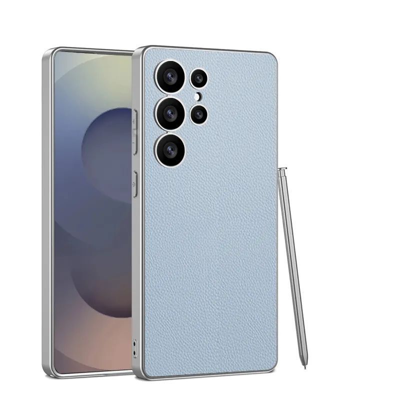 Compatible with Samsung S26 Ultra phone case, 25 Ultra metallic paint, vegan leather, S24U full-coverage shockproof protective case.