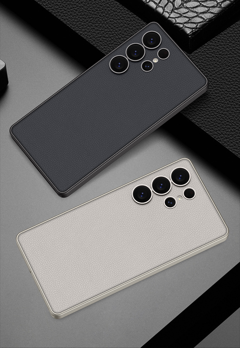 Compatible with Samsung S26 Ultra phone case, 25 Ultra metallic paint, vegan leather, S24U full-coverage shockproof protective case.