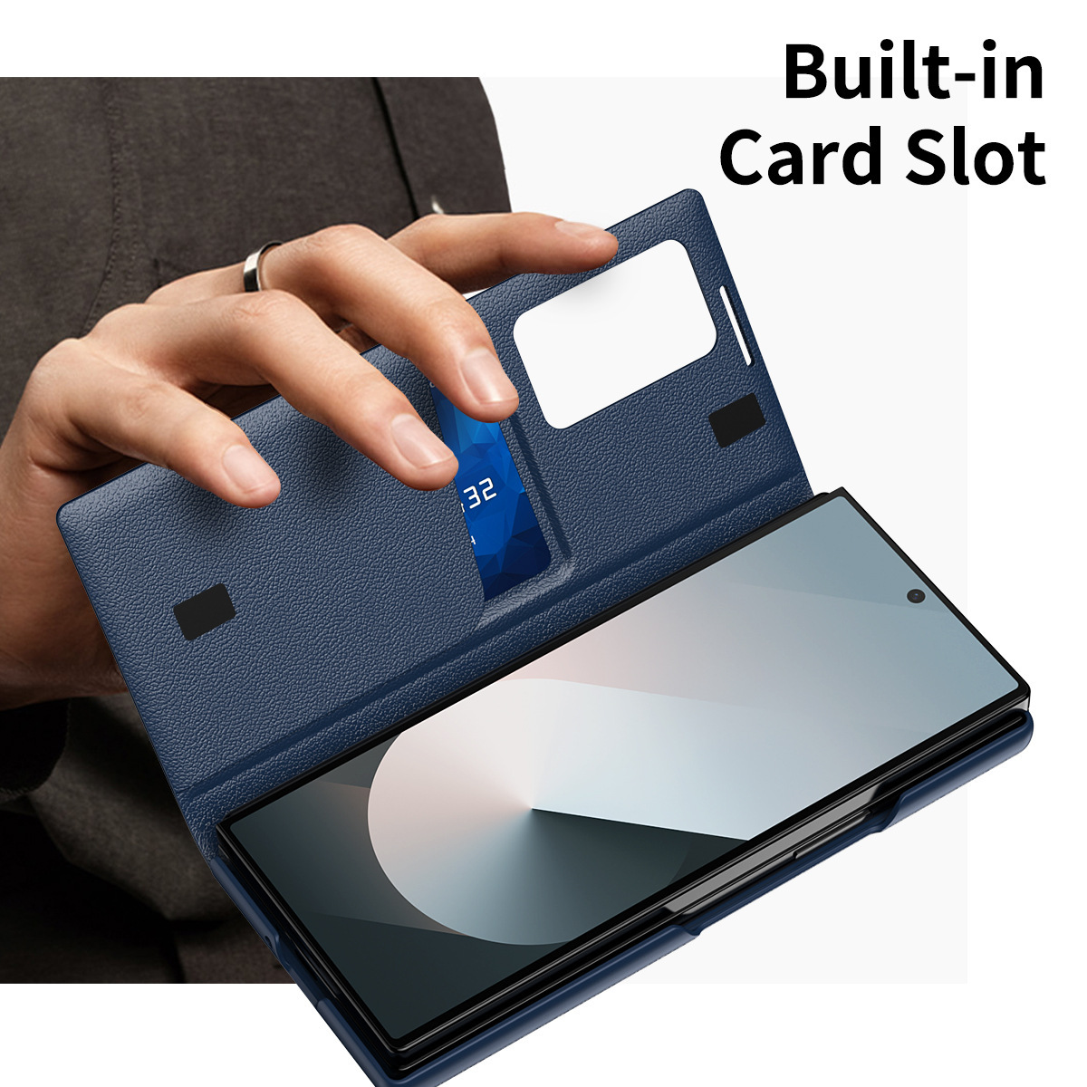 Z TriFold case for Samsung Fold 8/7 phones, no flip cover needed, 6/5 smart sleep mode, 4/3 window leather case