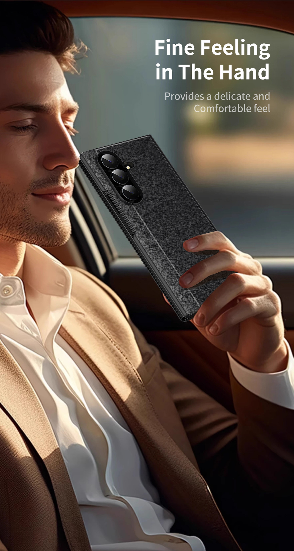 Z TriFold case for Samsung Fold 8/7 phones, no flip cover needed, 6/5 smart sleep mode, 4/3 window leather case