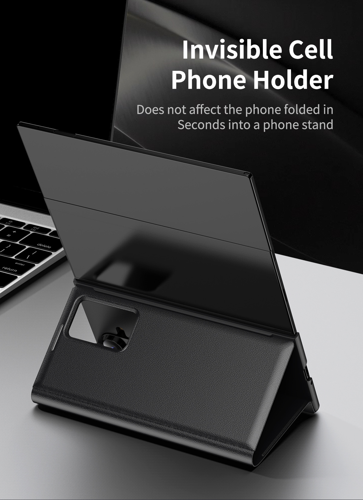Z TriFold case for Samsung Fold 8/7 phones, no flip cover needed, 6/5 smart sleep mode, 4/3 window leather case