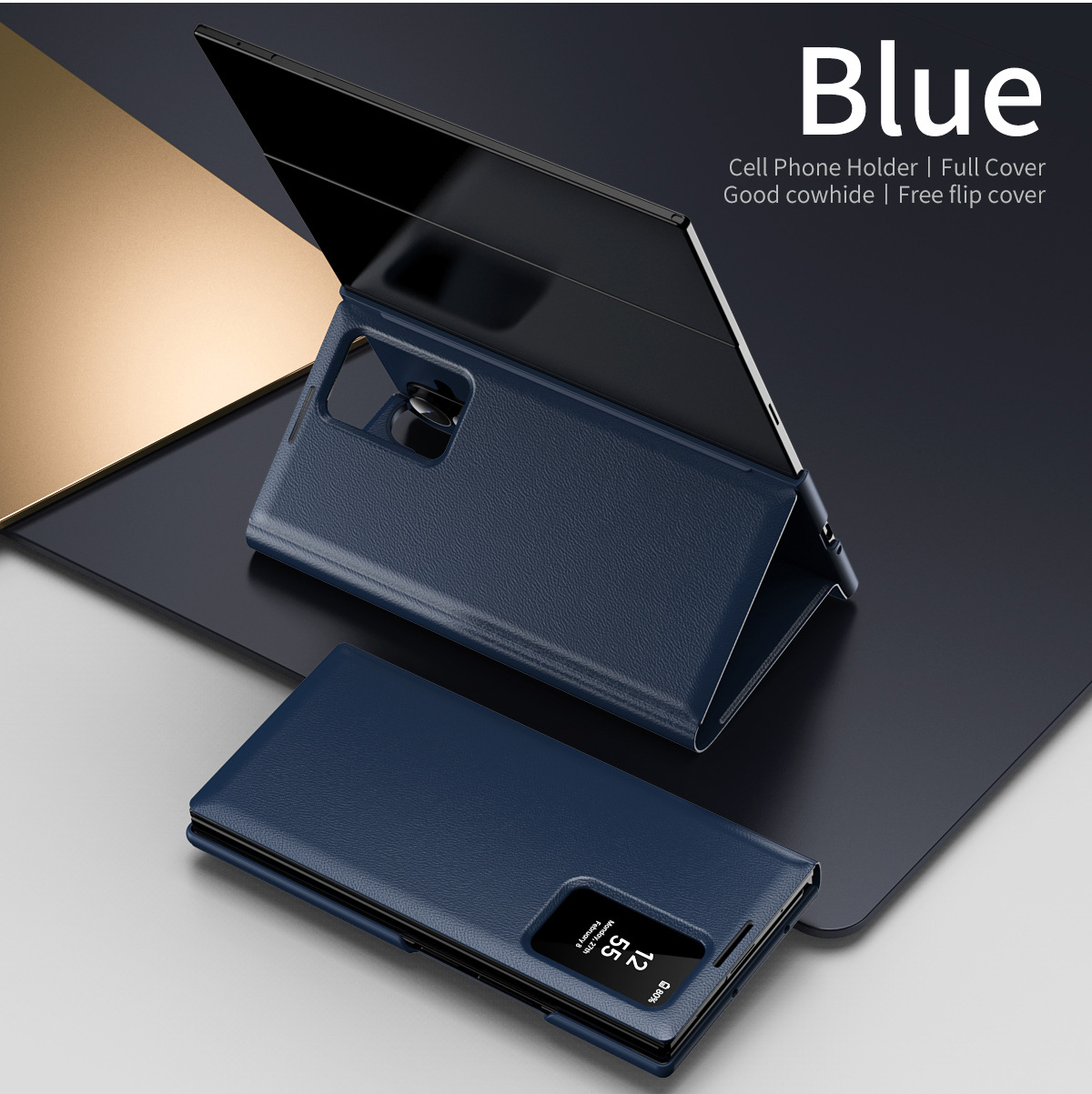 Z TriFold case for Samsung Fold 8/7 phones, no flip cover needed, 6/5 smart sleep mode, 4/3 window leather case