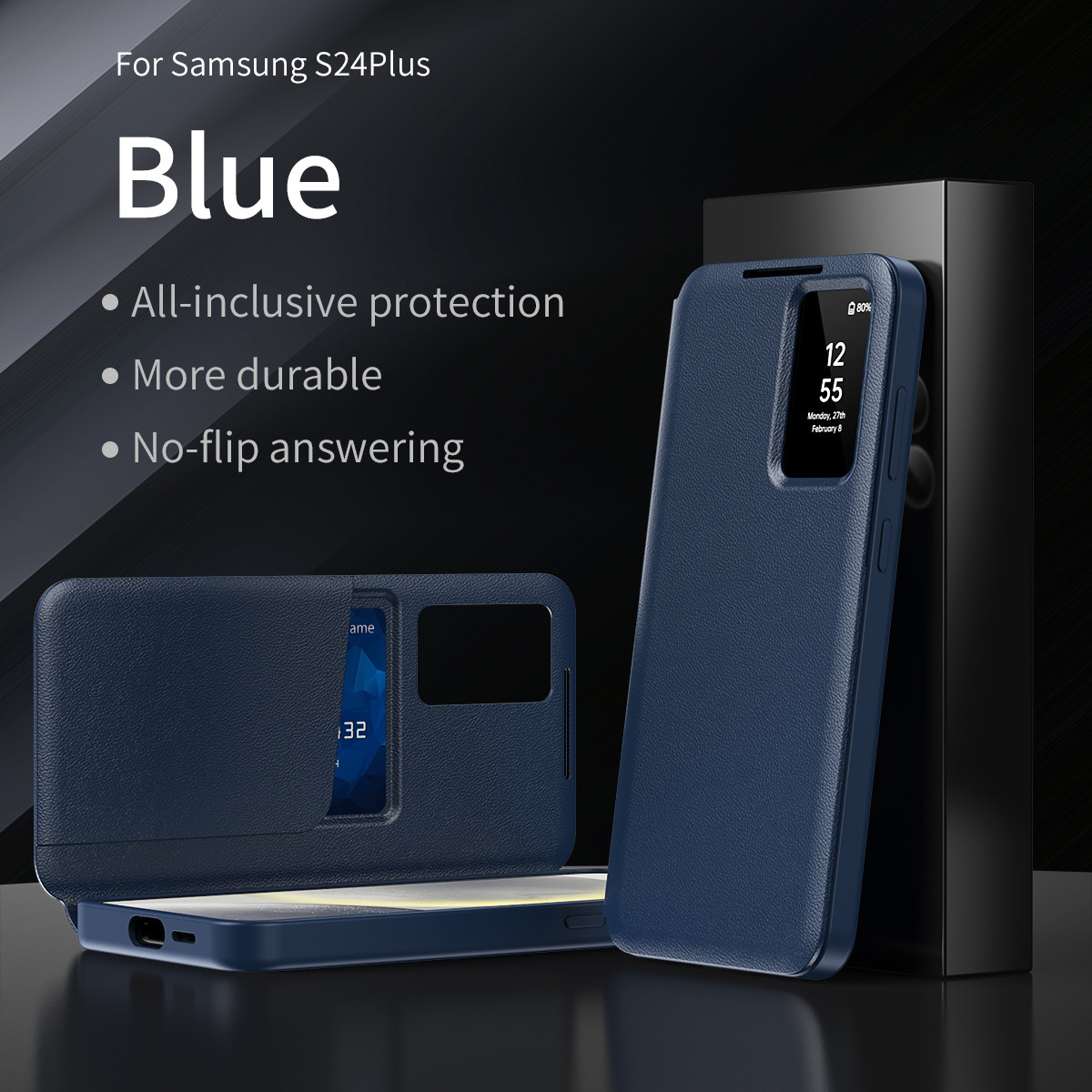 Compatible with Samsung S26 Ultra phone case, A57, no flip-open required for answering calls, S25FE smart window, 24P SIM card slot leather case
