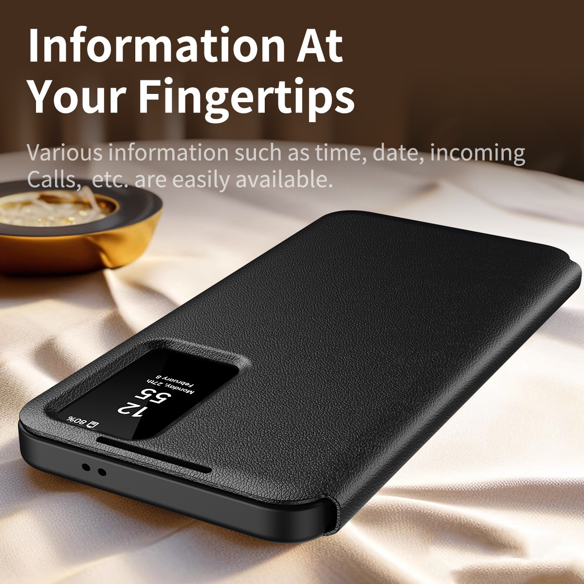 Compatible with Samsung S26 Ultra phone case, A57, no flip-open required for answering calls, S25FE smart window, 24P SIM card slot leather case