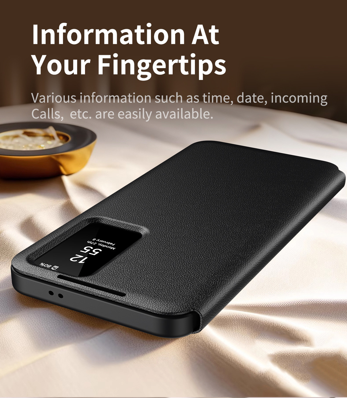 Compatible with Samsung S26 Ultra phone case, A57, no flip-open required for answering calls, S25FE smart window, 24P SIM card slot leather case