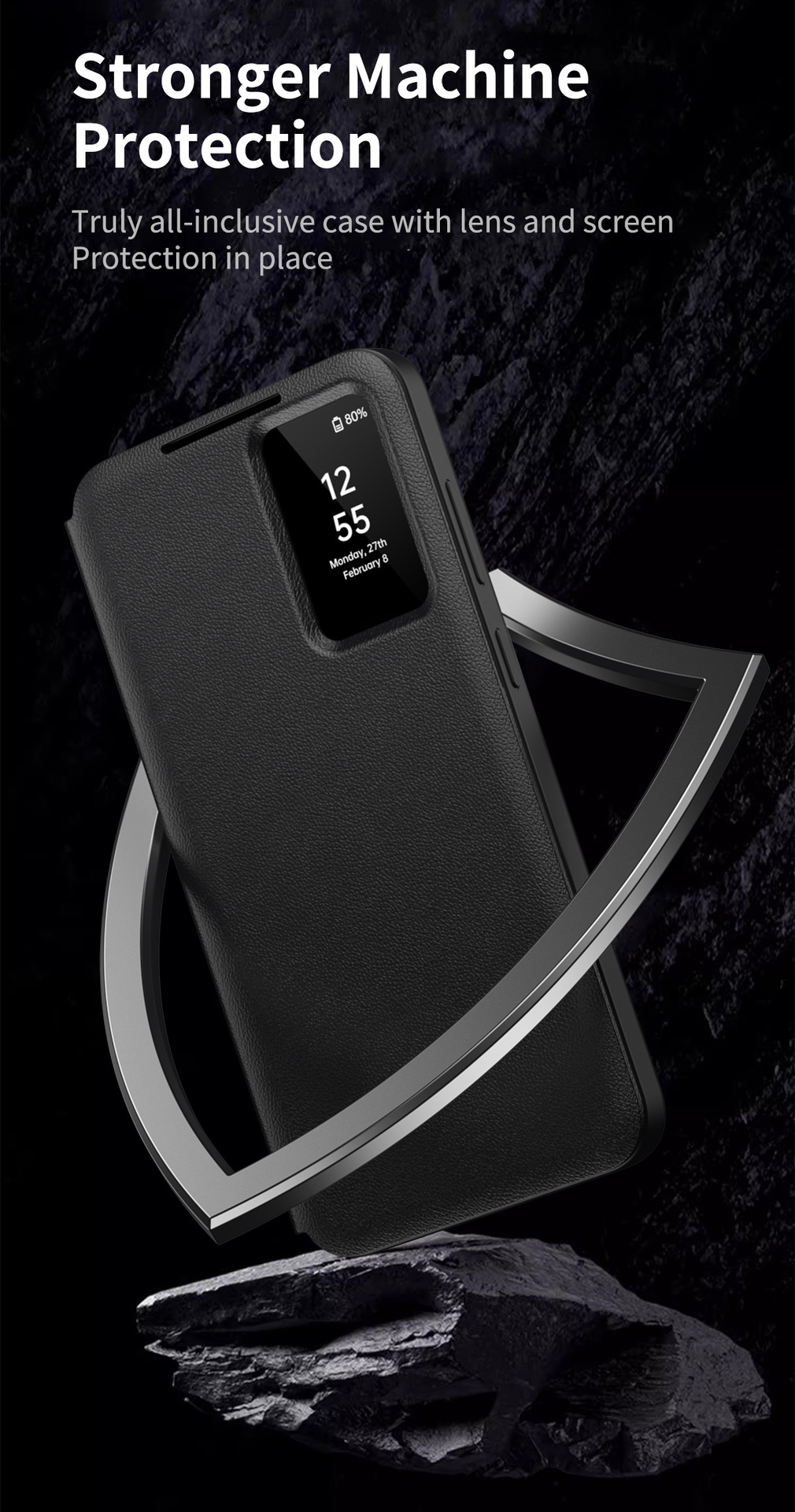 Compatible with Samsung S26 Ultra phone case, A57, no flip-open required for answering calls, S25FE smart window, 24P SIM card slot leather case
