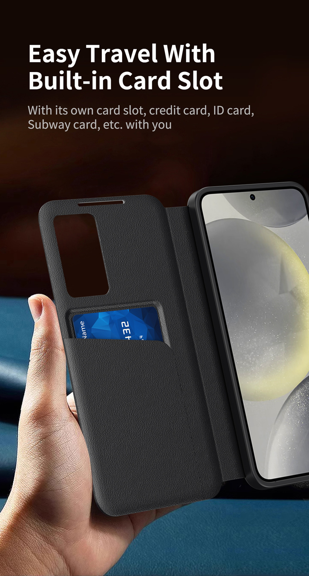 Compatible with Samsung S26 Ultra phone case, A57, no flip-open required for answering calls, S25FE smart window, 24P SIM card slot leather case