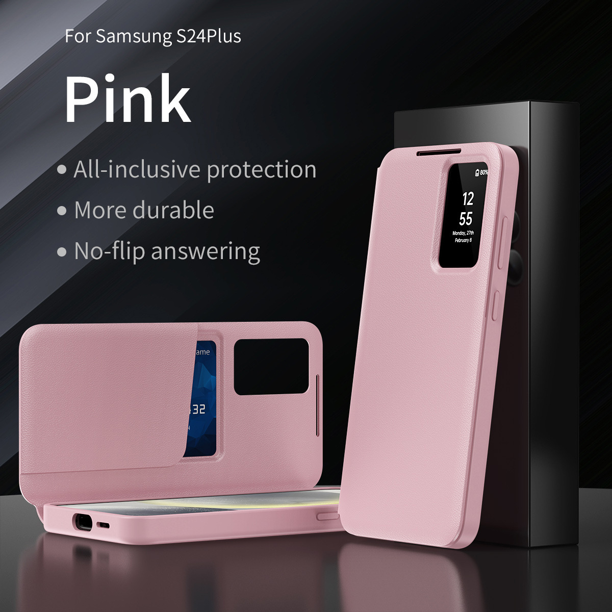 Compatible with Samsung S26 Ultra phone case, A57, no flip-open required for answering calls, S25FE smart window, 24P SIM card slot leather case