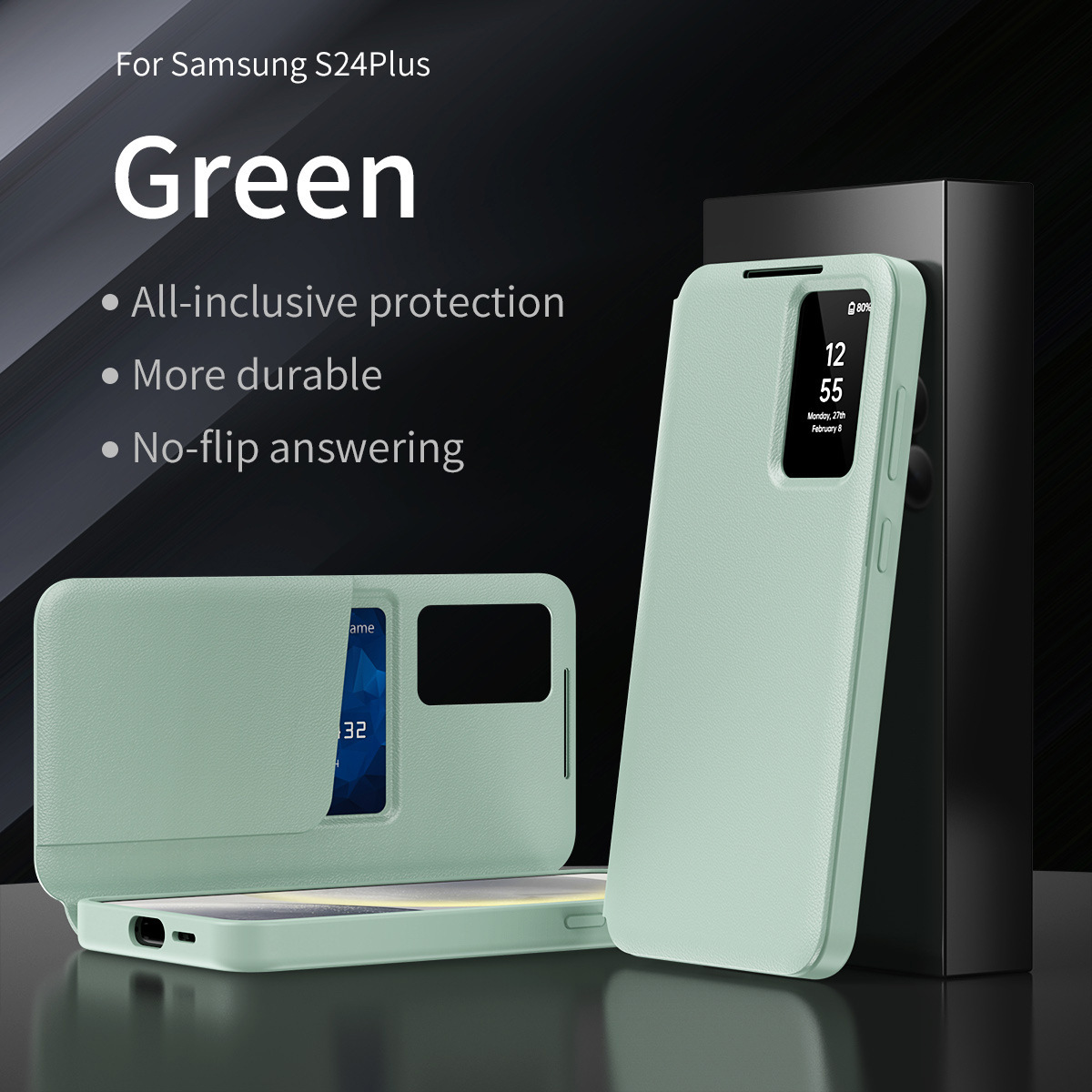 Compatible with Samsung S26 Ultra phone case, A57, no flip-open required for answering calls, S25FE smart window, 24P SIM card slot leather case
